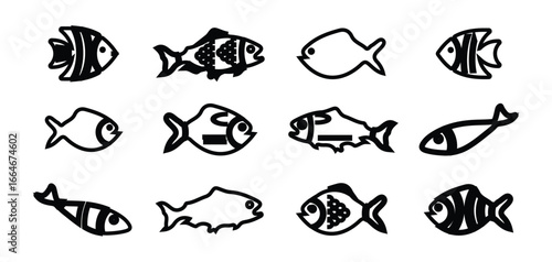 fish icon Simple outline, fish glyph icon, fish logo collection,  vector  illustration EPS 10.