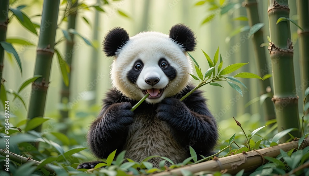 Obraz premium panda eating