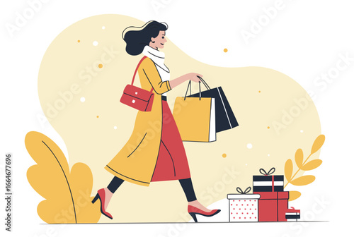 Cartoon vector illustration of a woman holding a book.