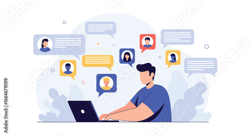 Digital communication connecting people through online conversations and messaging platforms for social interaction and collaboration