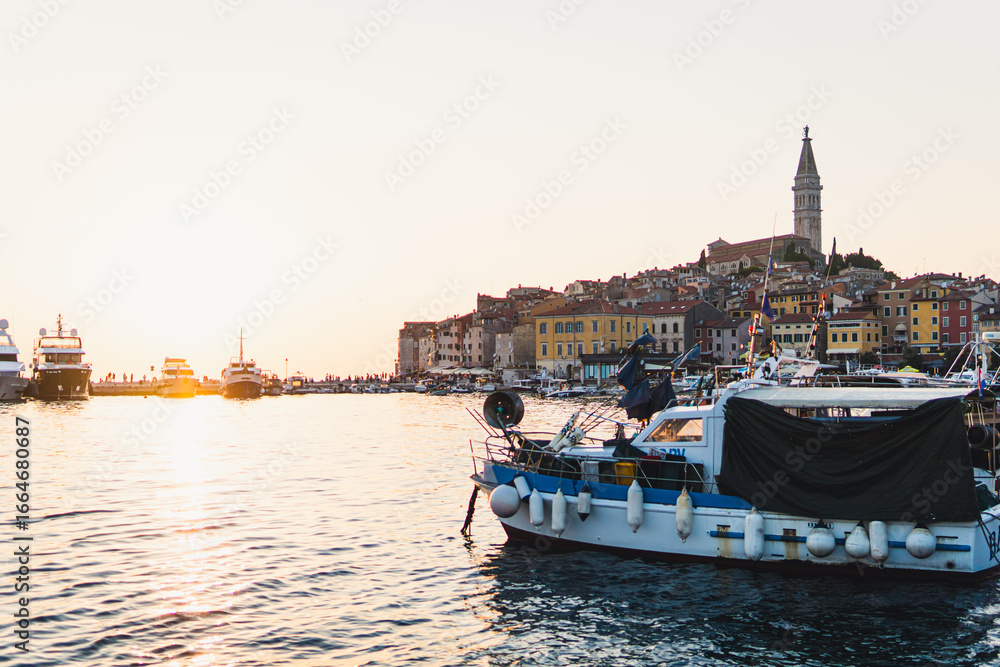 Fototapeta premium Rovinj panorama at sunset