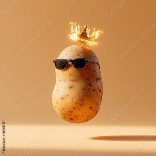 Funny Potato King with Crown and Sunglasses – Creative Food Concept