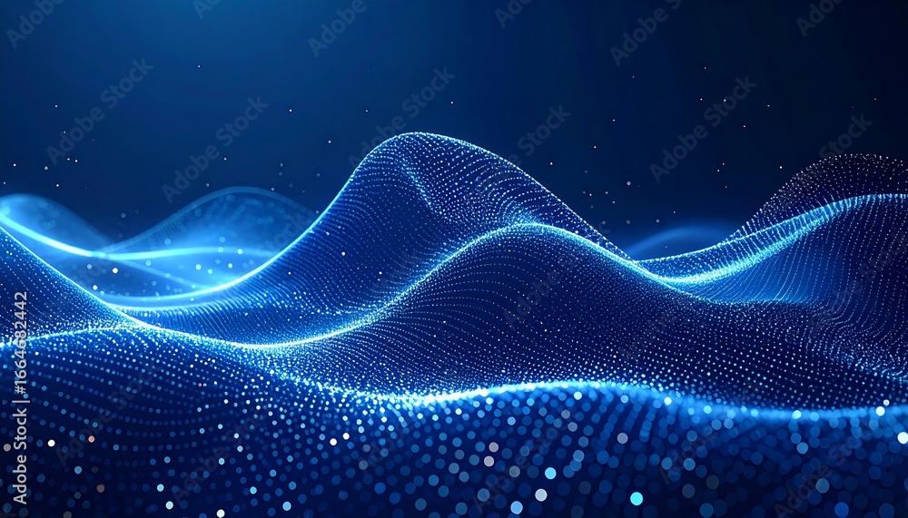 Fototapeta premium Abstract Blue Particle Wave Visualization