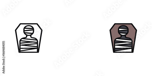 mummy icon in a coffin, ideal for adding a touch of fright and mystery to your projects.