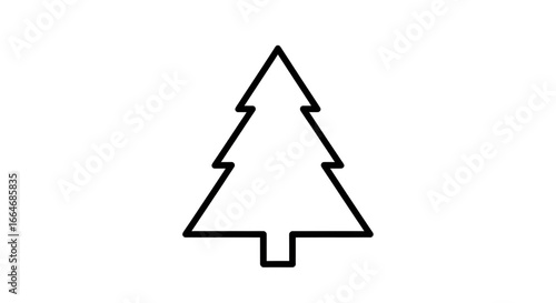 Minimalist Black Christmas Tree Line Art Illustration for Holiday Decor