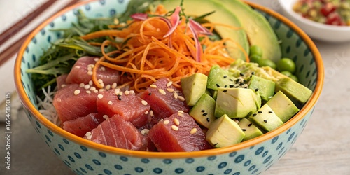 Vibrant Tuna Poke Bowl with Fresh Veggies