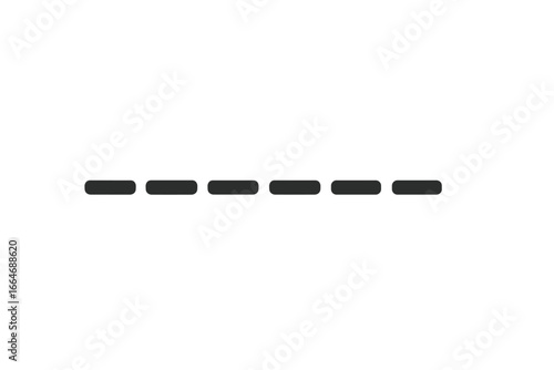 Vector dashed line collection. Horizontal separator and page divider element. Simple dotted line border for graphic design. Coupon cut out path or trace line illustration.