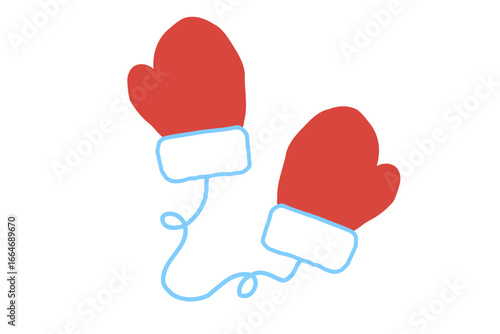 Warm Red Mittens Illustration for Christmas and Winter
