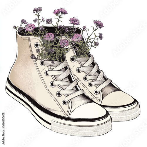 a pair of sneakers with plants that grow from within