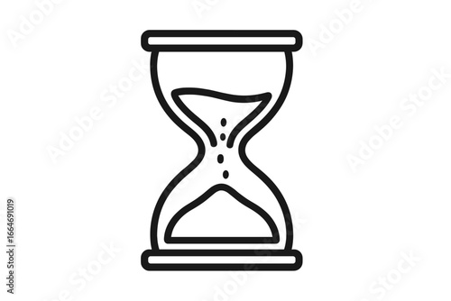Minimalist hourglass line icon representing the passage of time. Vector symbol for concepts like deadline, waiting, countdown, history, and patience. Simple sandglass.