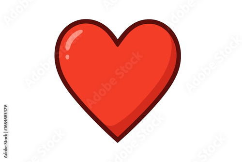 Simple red heart symbol of love and celebration, Valentine’s Day decorative vector, cartoon illustration with transparent background, romantic icon design