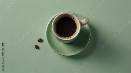 coffee cup top view, minimal coffee photo, cup of coffee on pastel, coffee mug flat lay, aesthetic coffee cup, coffee on green background, shadow of coffee cup, creative coffee photo, morning coffee 