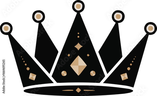 Stylized Royal Crown Illustration with Geometric Accents and Elegant Design Elements on Clean White Background showcasing the symbol of power and prestige