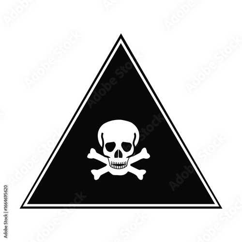 Black Skull Hazard Triangle Sign Toxic Warning Symbol