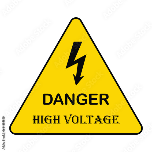Danger High Voltage Yellow Triangle Sign Electrical Hazard Warning