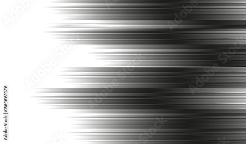 Abstract black and white gradient lines background with smooth horizontal motion blur effect, modern texture design ideal for digital, artistic, and graphic use.