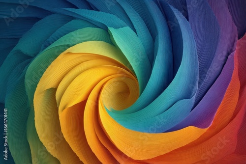 Colorful petals swirl in a gradient from yellow to red, blue and purple. Use this image for your vibrant, creative designs or cool background.