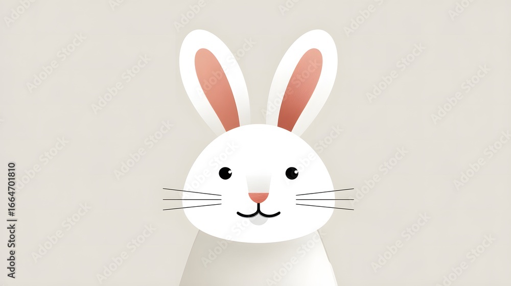 Obraz premium Cute Cartoon Rabbit Character on Neutral Background for Design Use