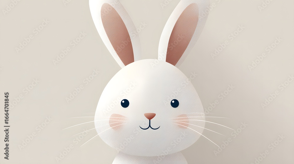 Obraz premium Cute Cartoon Bunny Character with Big Ears and Cheerful Expression