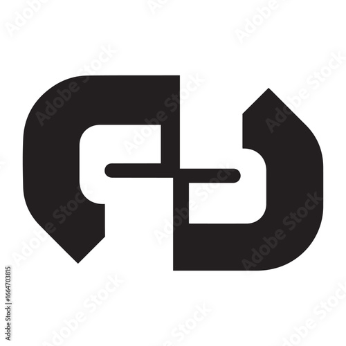 abstract broken chain link icon, symbol representing disconnection, separation, or break in bond