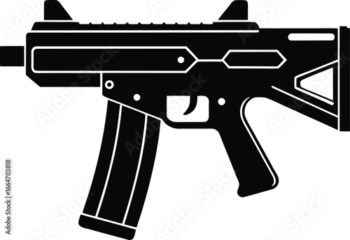 Black assault rifle with magazine, a powerful and versatile weapon used in modern warfare and law enforcement