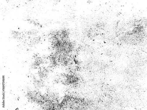 The image presents a high-contrast, distressed black and white background. Grungy textures and uneven patterns create a sense of age and decay with varied speckles.