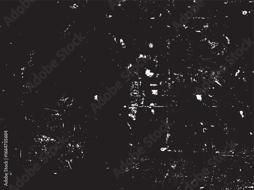 A high-contrast black and white texture with a distressed, aged appearance. The surface is characterized by scattered spots and imperfections that evoke feelings of decay and wear.