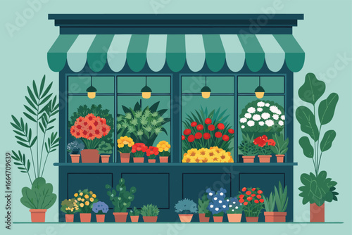 A vibrant flower shop brimming with colorful blooms.