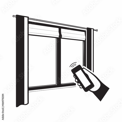 Smart home automation with remote control for window blinds and curtains. Smart home control via cellphone app, automating home features for convenience, ease, and safety.