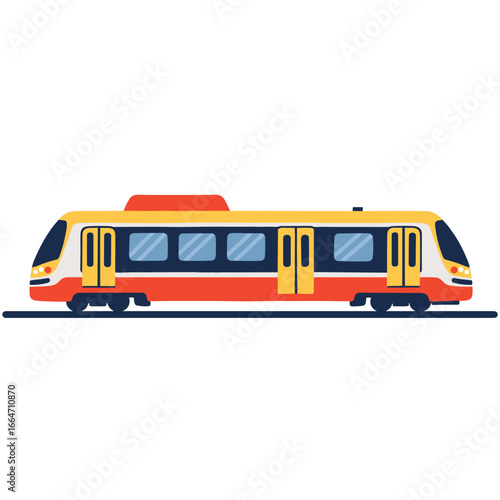 Monorail train illustration in bright colors on simple background  