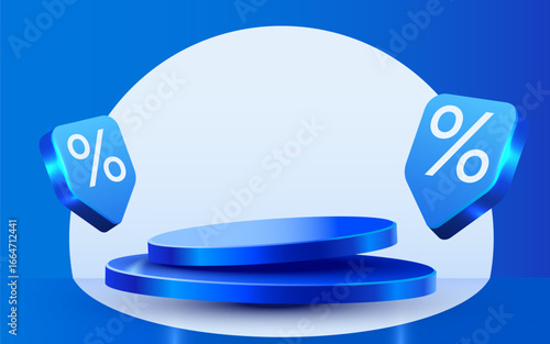 Mega Sale banner. Podium scene background. Product presentation, mock up. Vector illustration