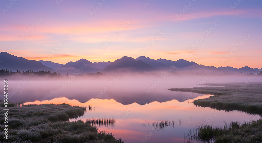 Fototapeta premium sunrise over the lake