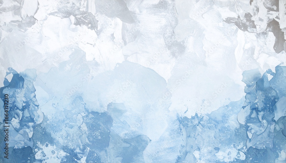 Obraz premium ライトグレーのコンクリート表面にフェードしたブルーの水彩効果を施し、微細な表面テクスチャを強調したクローズアップ。モダンでアート感のある質感を表現。