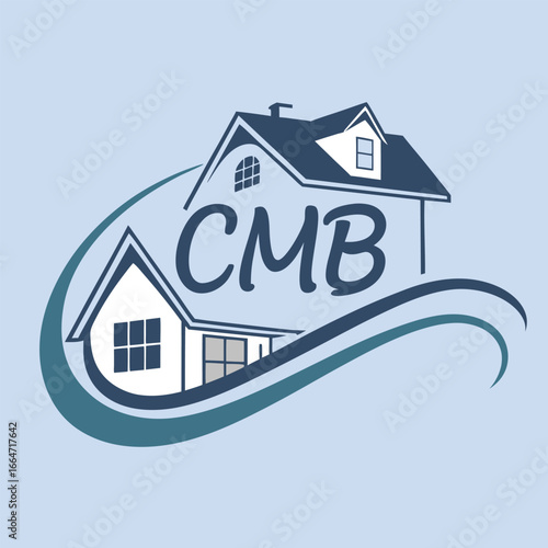Logo illustration of a house with cmb letters for real estate business