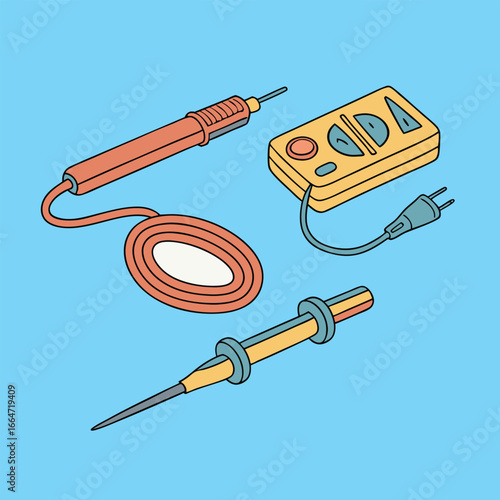 Illustration of voltmeter and ammeter tools for measuring electricity