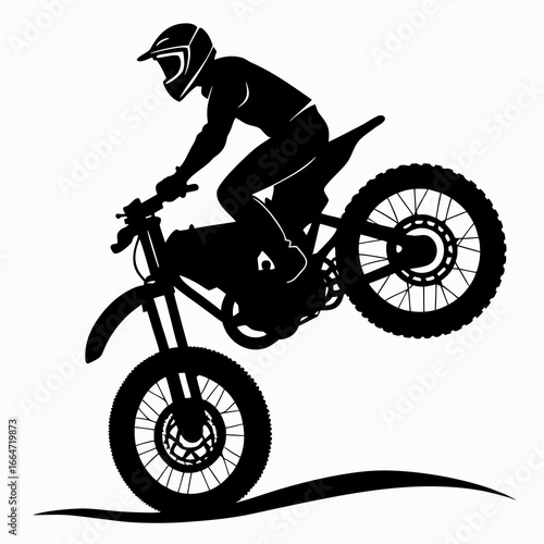 Dirt Bike Wheelie Silhouette Vector Illustration