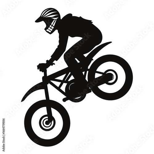 Dirt Bike Wheelie Silhouette Vector Illustration