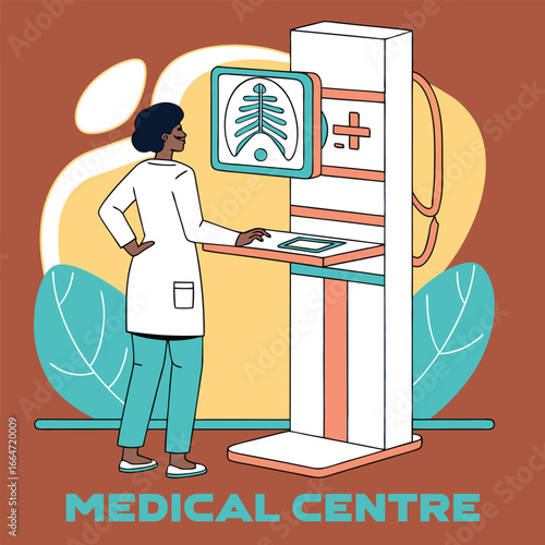 Doctor examining patients chest xray in medical center with modern equipment