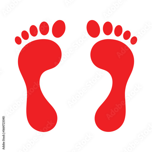 Red Footprints Pair of Footprints Indicating Walking, Stepping, and Presence