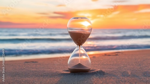 hourglass on the beach