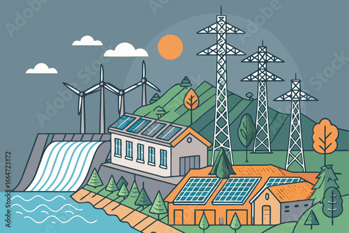 A hybrid renewable power grid.