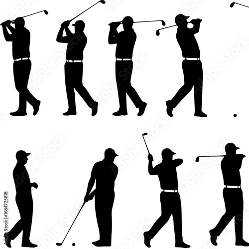 golf player silhouette set
