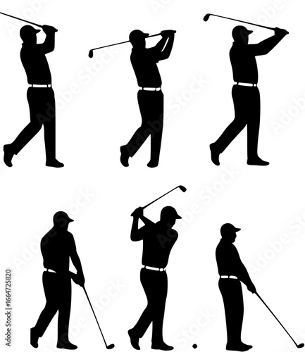 golf player silhouette set