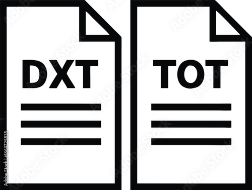 dxt and tot file format icons representing digital document types and storage