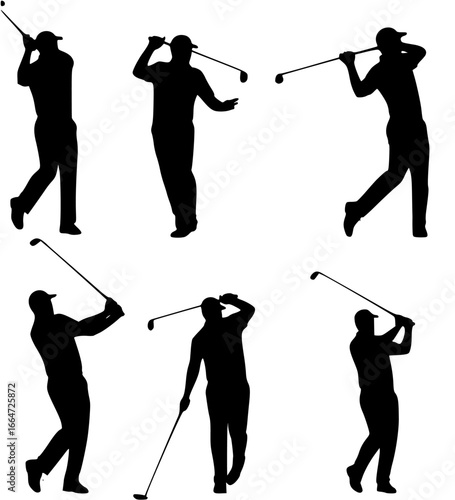 golf player silhouette set