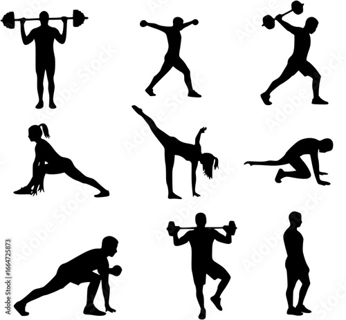 Gym and fitness silhouette 