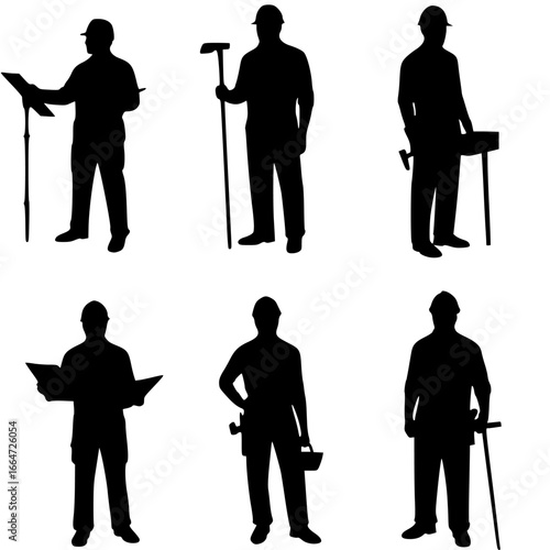 Construction worker silhouette collection