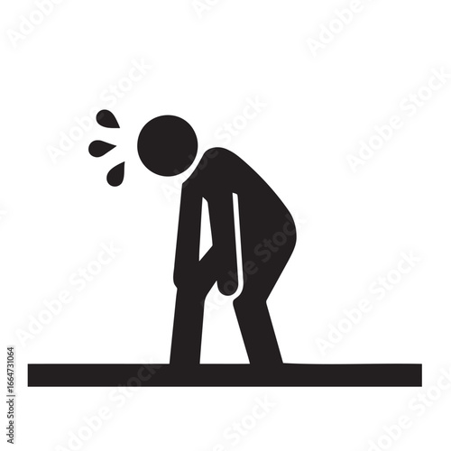 Flat Silhouette Vector Of Man Resting After Running