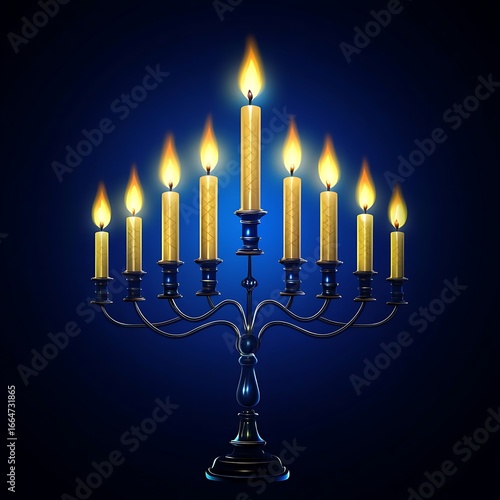 Menorah with burning candles