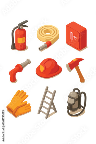 Essential firefighting equipment set for emergency response and safety preparedness